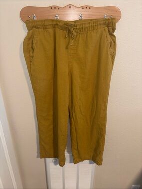 Womens Linen Old Navy Casual Drawstring Pants in Mustard